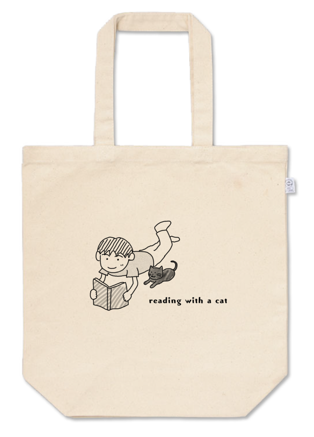 トートバッグ「reading with a cat」