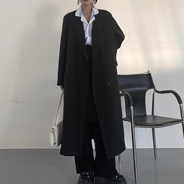 Vintage British Style Mid-Length Over-the-Knee Blazer Trench Coat (ME230)