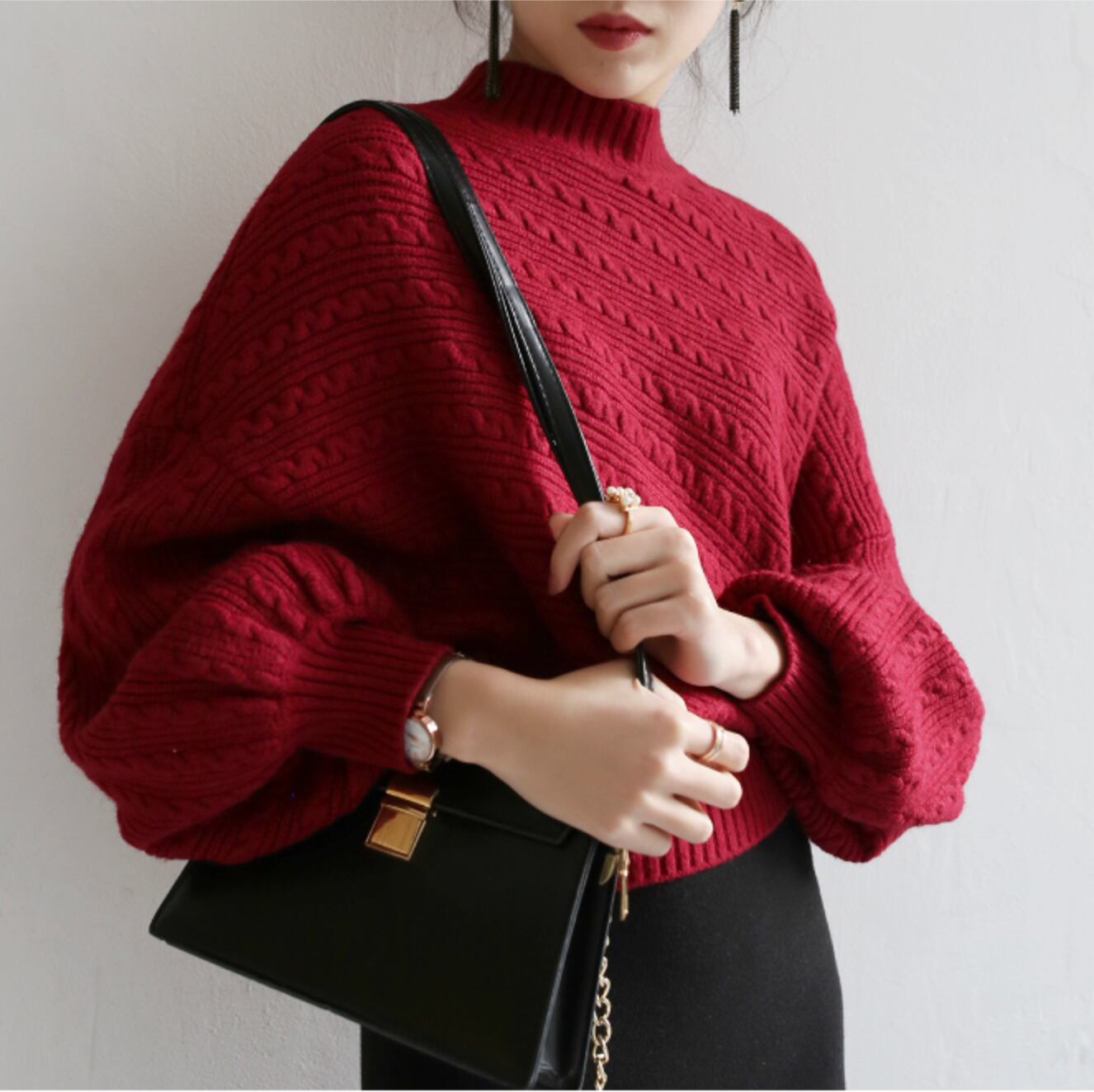 トップス レディース ニットソー セーター 袖あり 長袖 ボリューム袖 スタンドカラー ハイネック ストレート ワイド Aライン ニット かわいい 大人可愛い きれいめ シンプル カジュアル 大人 上品 おしゃれ お洒落 かっこいい レトロ 大人女子 こなれ感 ラフ メンズライク ラブリー キュート ガーリー ルーズ 個性的 抜け感 無地 春 秋 冬 10代 20代 30代 40代 デート お出かけ 女子会 休日 着回し 普段使い 韓国 韓国系 送料無料 ファッション コーデ スタイル 楽ちん モテ