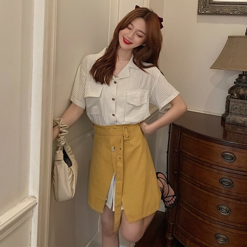 ✞ ストライプシャツブラウスロングポケットジャケット スウィート ✞ゴスロリ SM ミリ 甘ロリ クラロリ 和ロリ エレガント 黒ロリ 姫ロリ 華ロリ BB-BB6307761