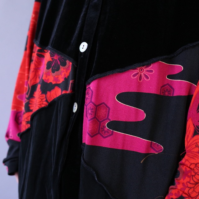 "和×モード" switching design velours shirt