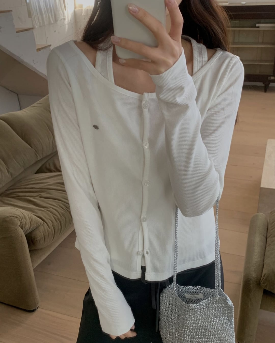 リブカーディガン&タンクトップセット