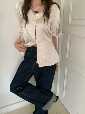 (予約)poster / Ray Ribbon Blouse / 3color