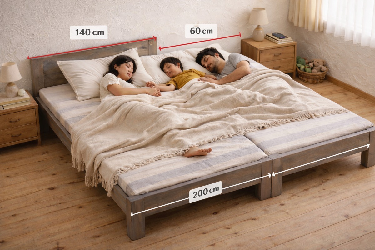 お気に入りのベッドをそのまま広く！家族みんなでゆったり眠れるプラス