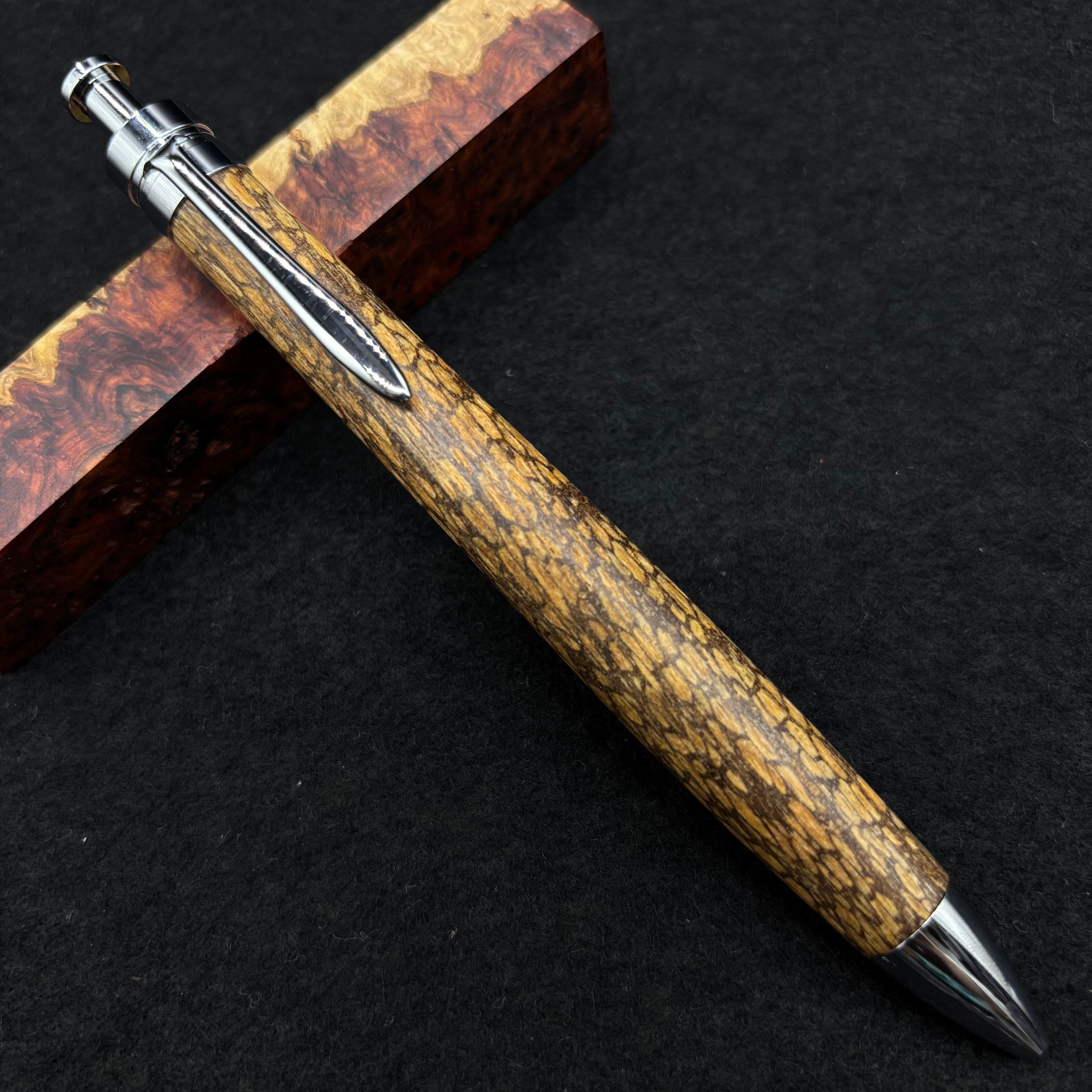 極上杢 アンボイナバール 紅白】木軸ペン 三神シャープ1000 / 三神