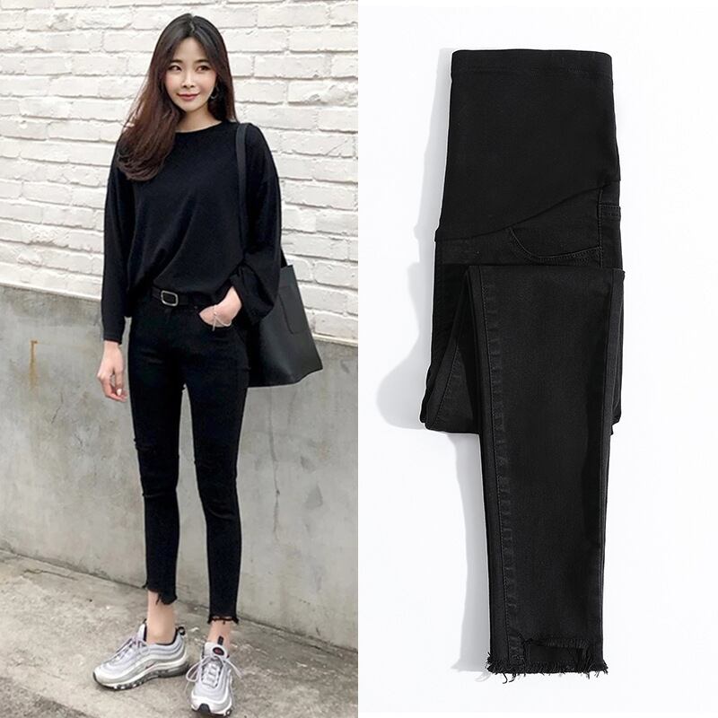 【新作】【送料無料】 春の腹スキニーマタニティジーンズ弾性綿鉛筆妊娠パンツ服妊娠中の女性 コットン エラスティック 伸縮 スプリング 春物 expec512544927490