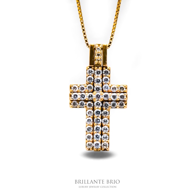 【K18】double cross' necklaceⅡ