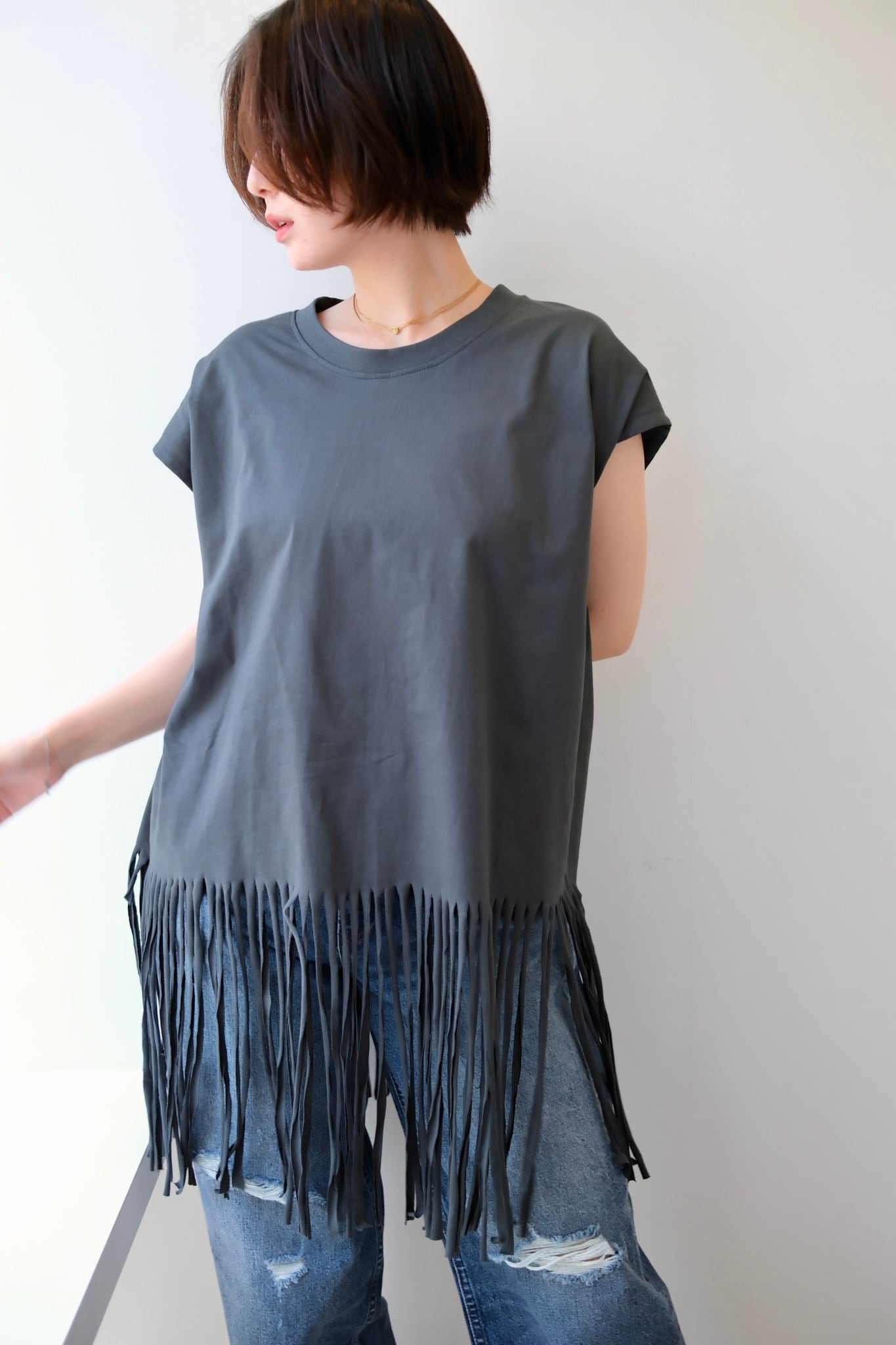 FRINGE TOPS フリンジトップス WASH BLACK