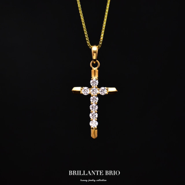 【K10】pile up  cross necklace