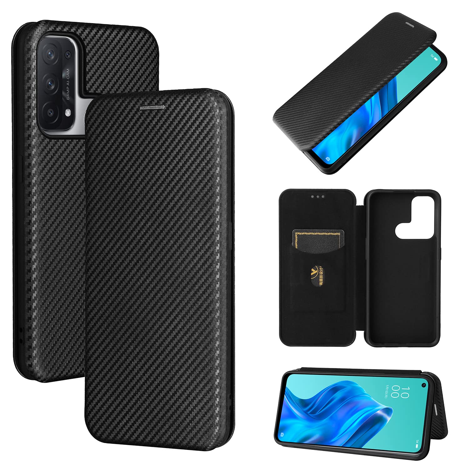 Pelanty for OPPO Reno 5A ケース 手帳型 炭素繊維調 for OPPO Reno5 A