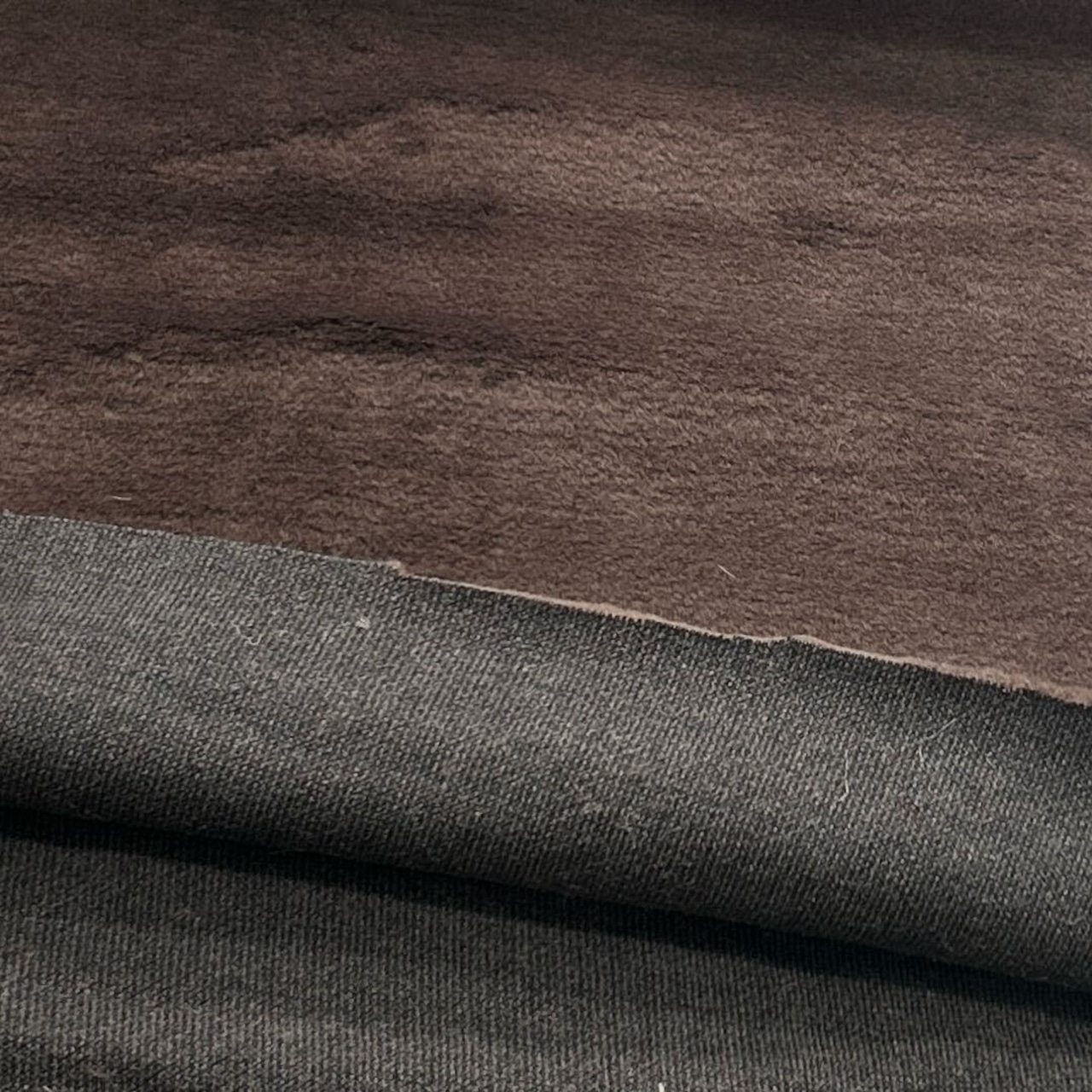 ★AM190◆3.5m◆ラスト1点!アクリルポリエステル混ファーフリースニット生地◆こげ茶