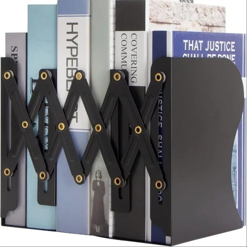 ブックスタンド 卓上スタイリッシュ スチール製折りたたみ伸縮 本立て 編集金属 倒れない収納 ブックエンドデスク 机上収納用品 事務用品 白 黒 ホワイト ブラック