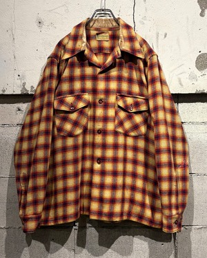 【Caka otto】40's Vintage Loose L/S Wool Ombre Check Shirt