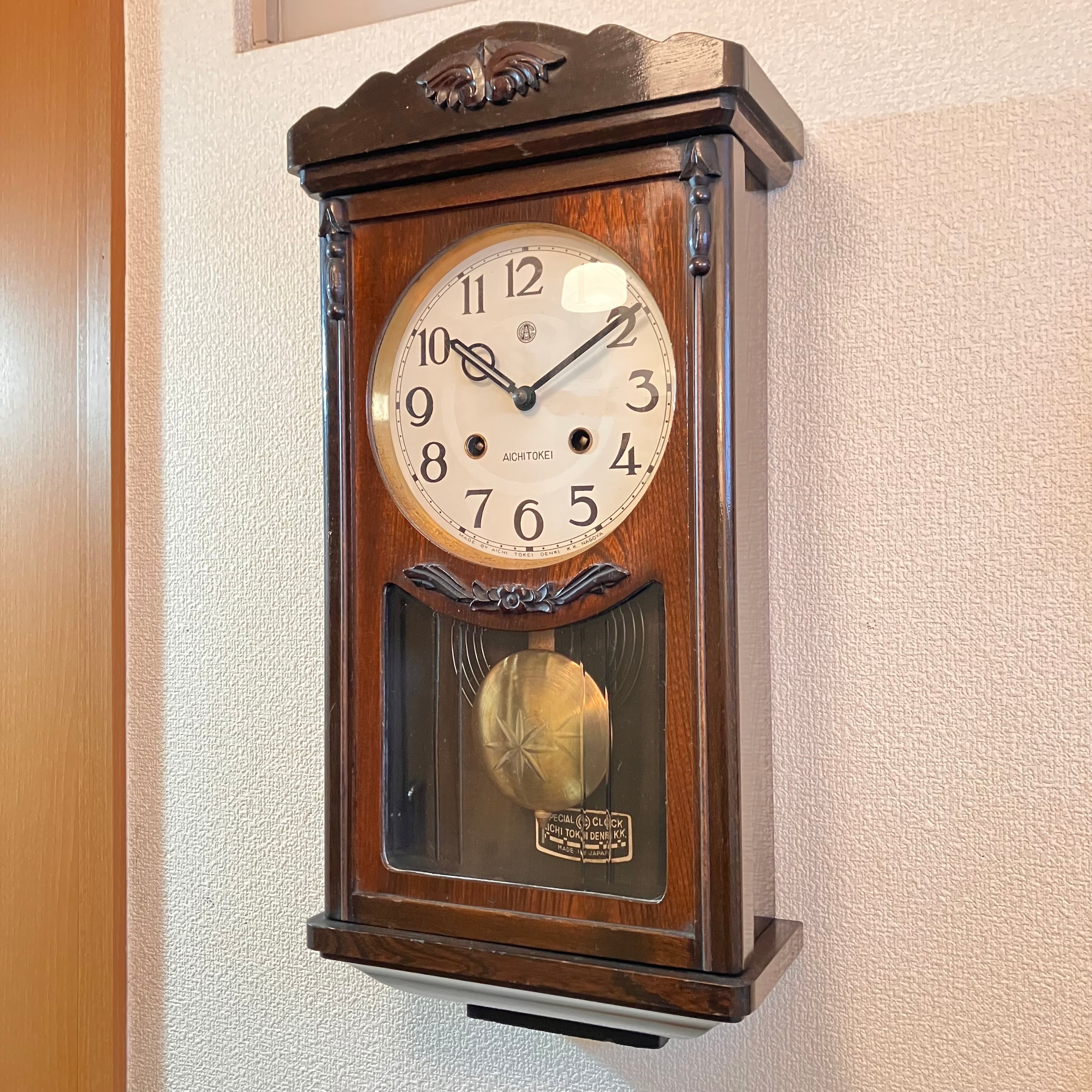 昭和レトロ 昭和30年代 愛知時計 宮型ボンボン時計 オーバーホール整備
