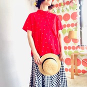 2set-upドットシャツ+チェックスカートselect