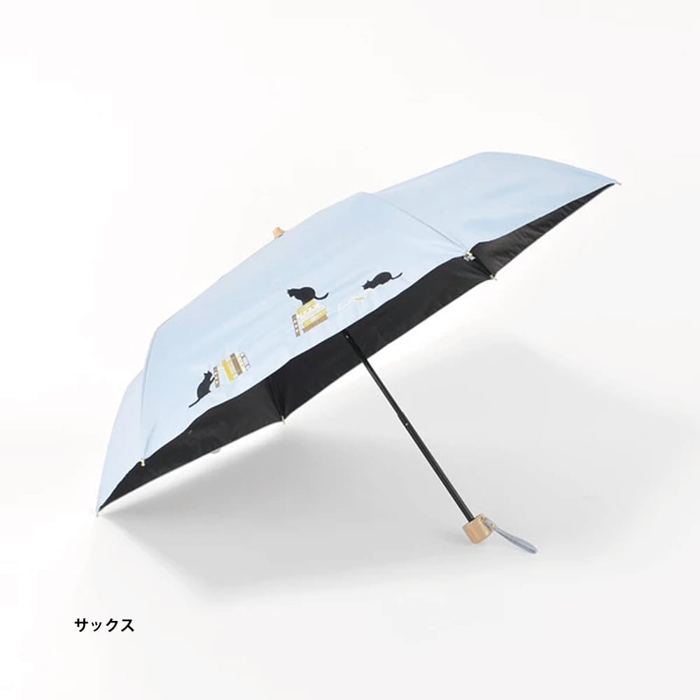 猫傘(折りたたみ晴雨兼用傘・本と猫刺繍) | マスノヤ衣料品店