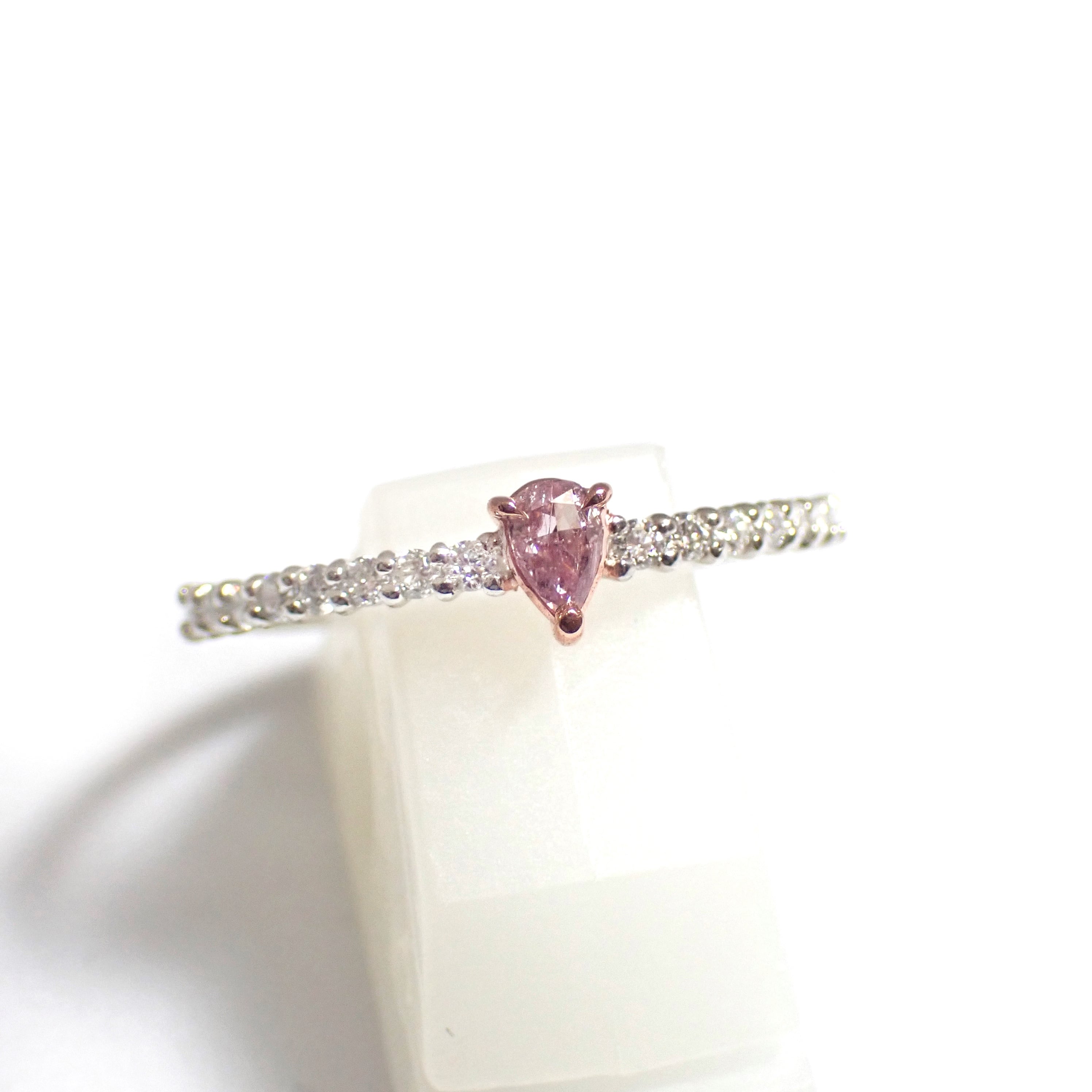 新品 日本製】 Pt900 プラチナ 0.099ct Fancy Purple Pink 天然