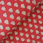ブロックプリント生地【50cm単位】インド綿 小花柄 赤×生成り #37510-RD1