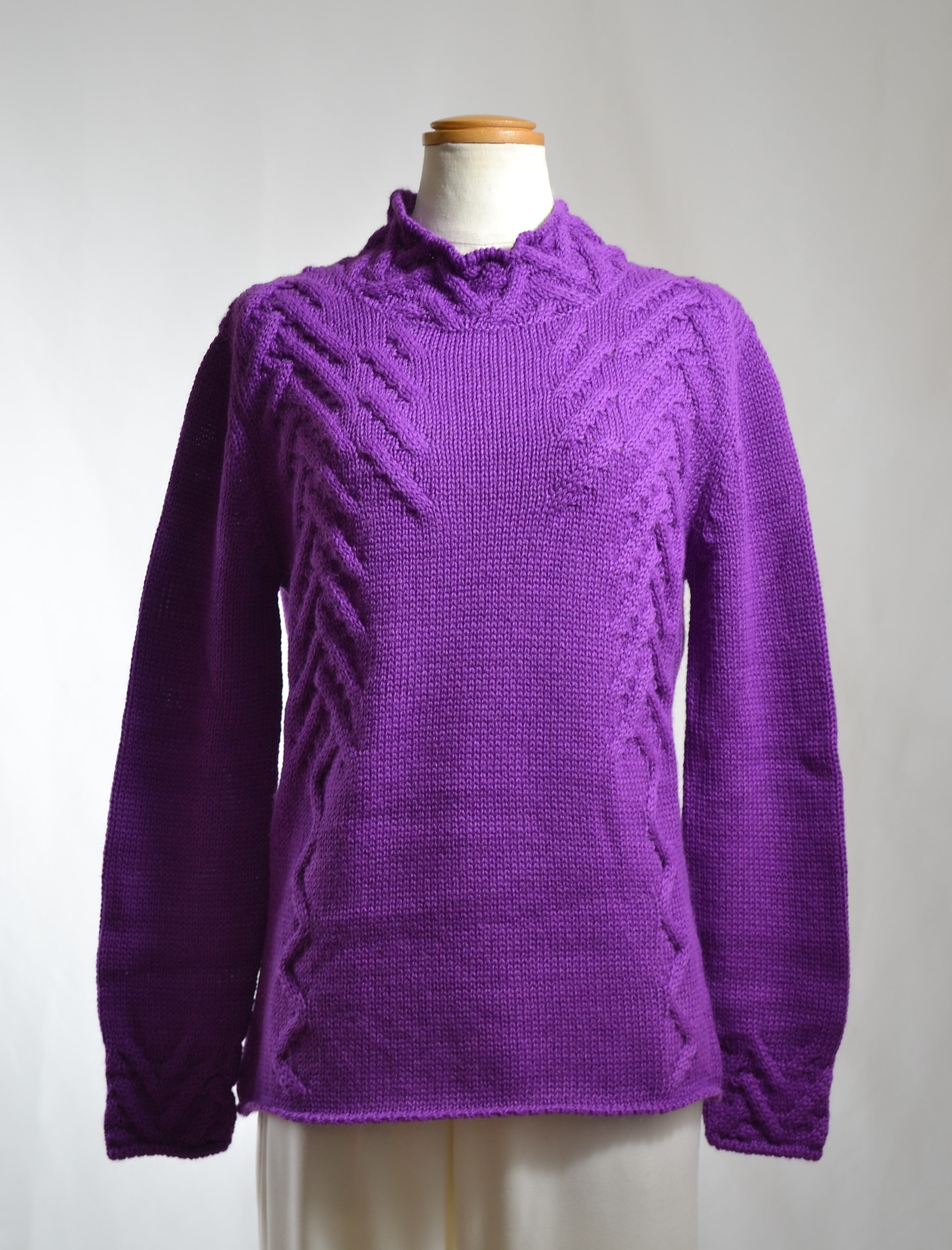 ベビーアルパカ100% デザインセーター パープル