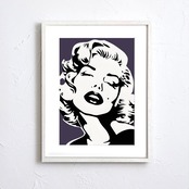 Monroe Love (dark blue)｜シックでラグジュアリーなモンローアートポスター｜大人の空間を飾る白黒デザイン｜A4ポスター