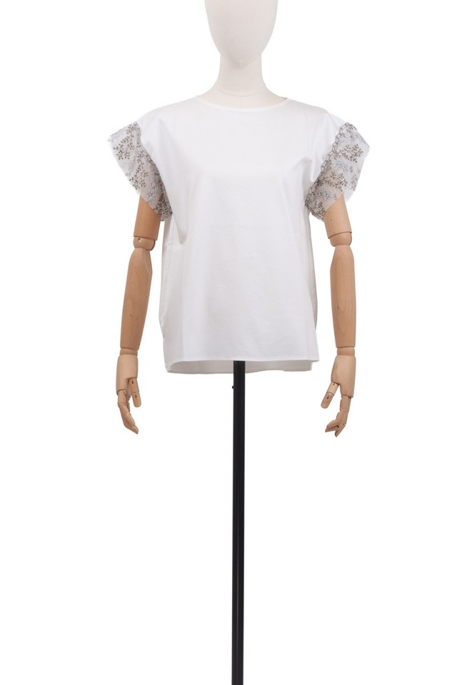 EMB.SLEEVE T SHIRT / WHTWHT