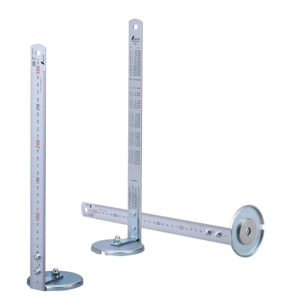 マグのスケ 2本セット AR-4111 鉄骨などのレベルを計るマグネット付きのスケール 台座:63Ф 定規:30cm(JIS規格品) ARAO (アラオ) AR4111 セットするだけで簡単装着!強力磁石でズレの心配なし!