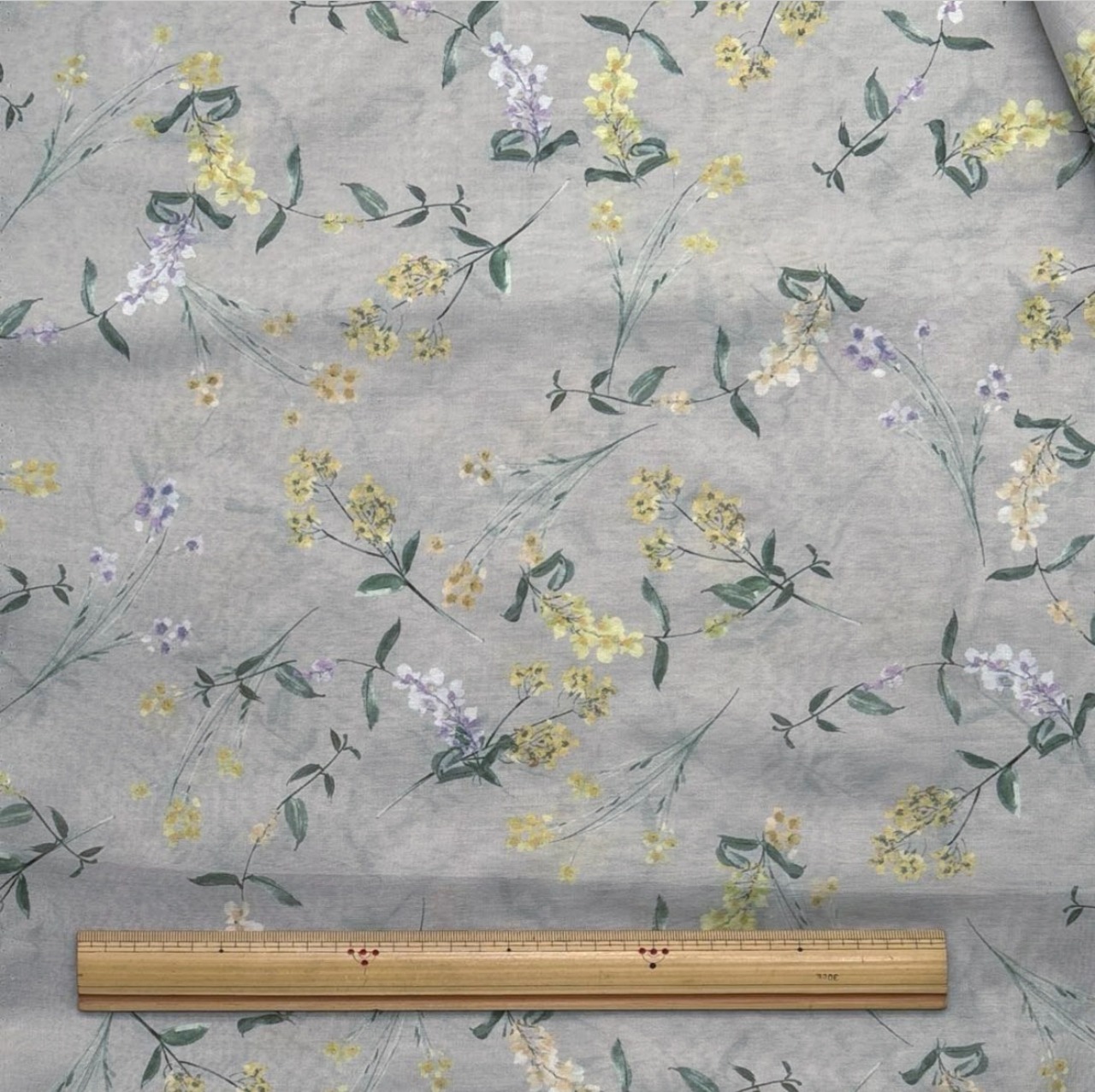 TC296◆3m◆M◆ポリエステル100%サラッと薄手生地◆花柄◆グレー系