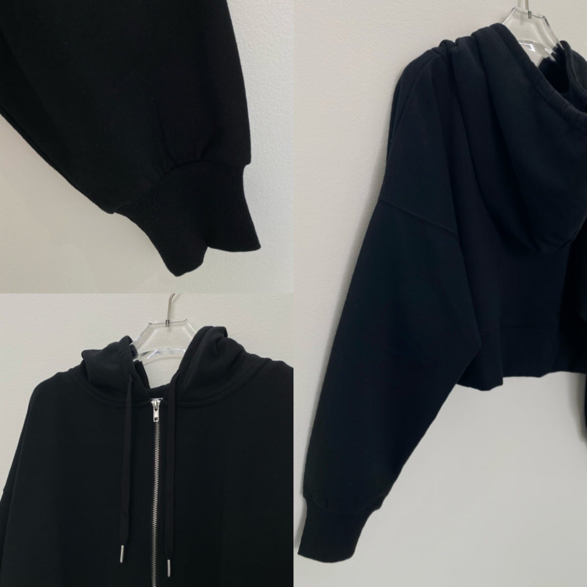 裏毛ダブルジップクロップドPK/ブラック | CFT.