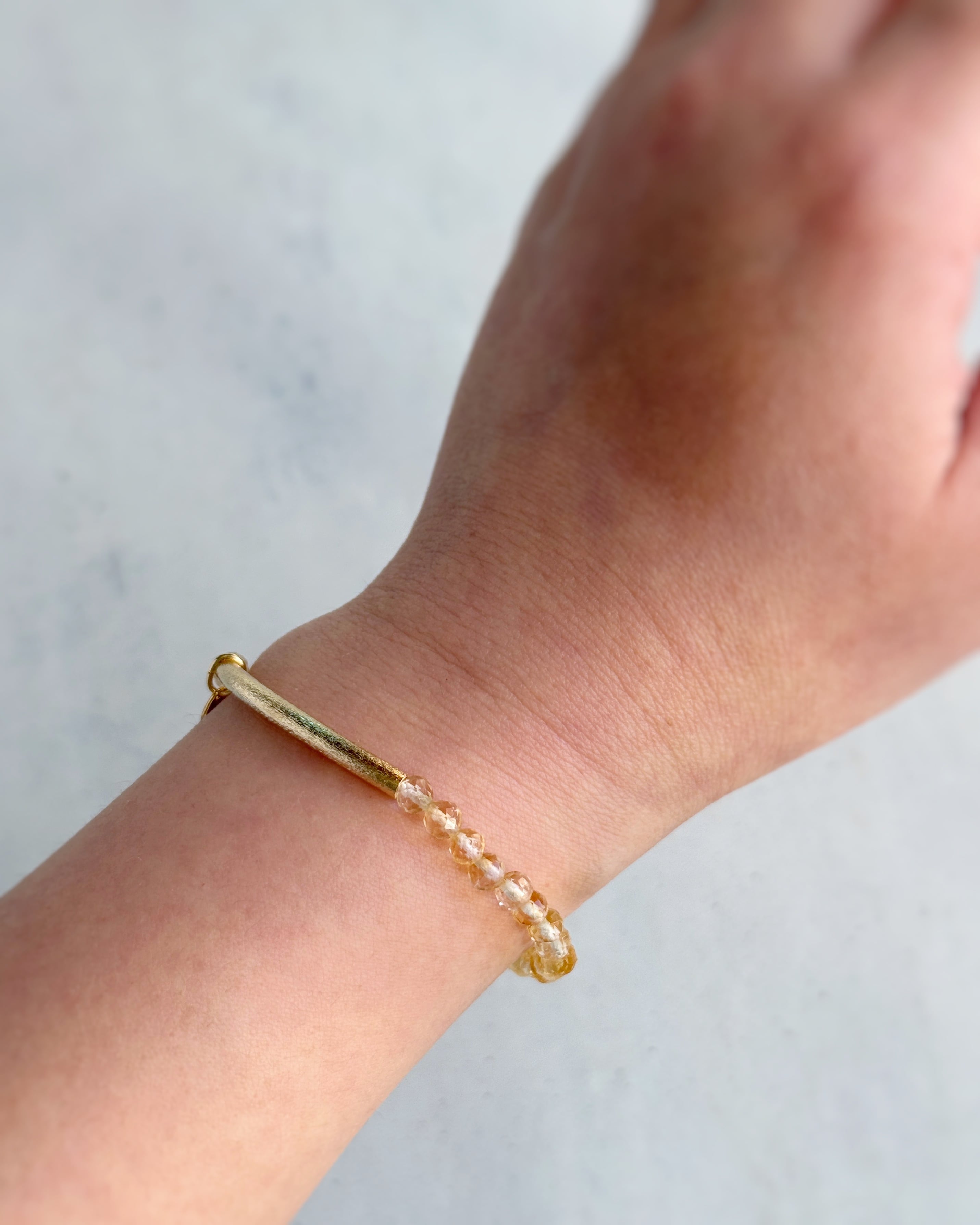 【再販】Tube & stone bracelet(シトリン)