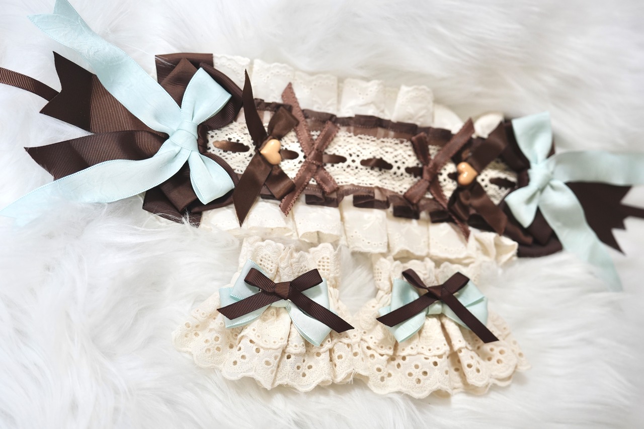 ♡【はじめてセット】チョコミントパフェ ヘッドドレス&お袖留め3点セット ♡