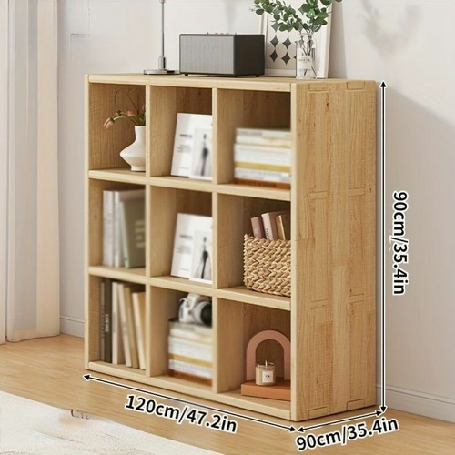 木製の本棚 9グリット 床置き収納ラック 木製収納 キャビネット 寝室