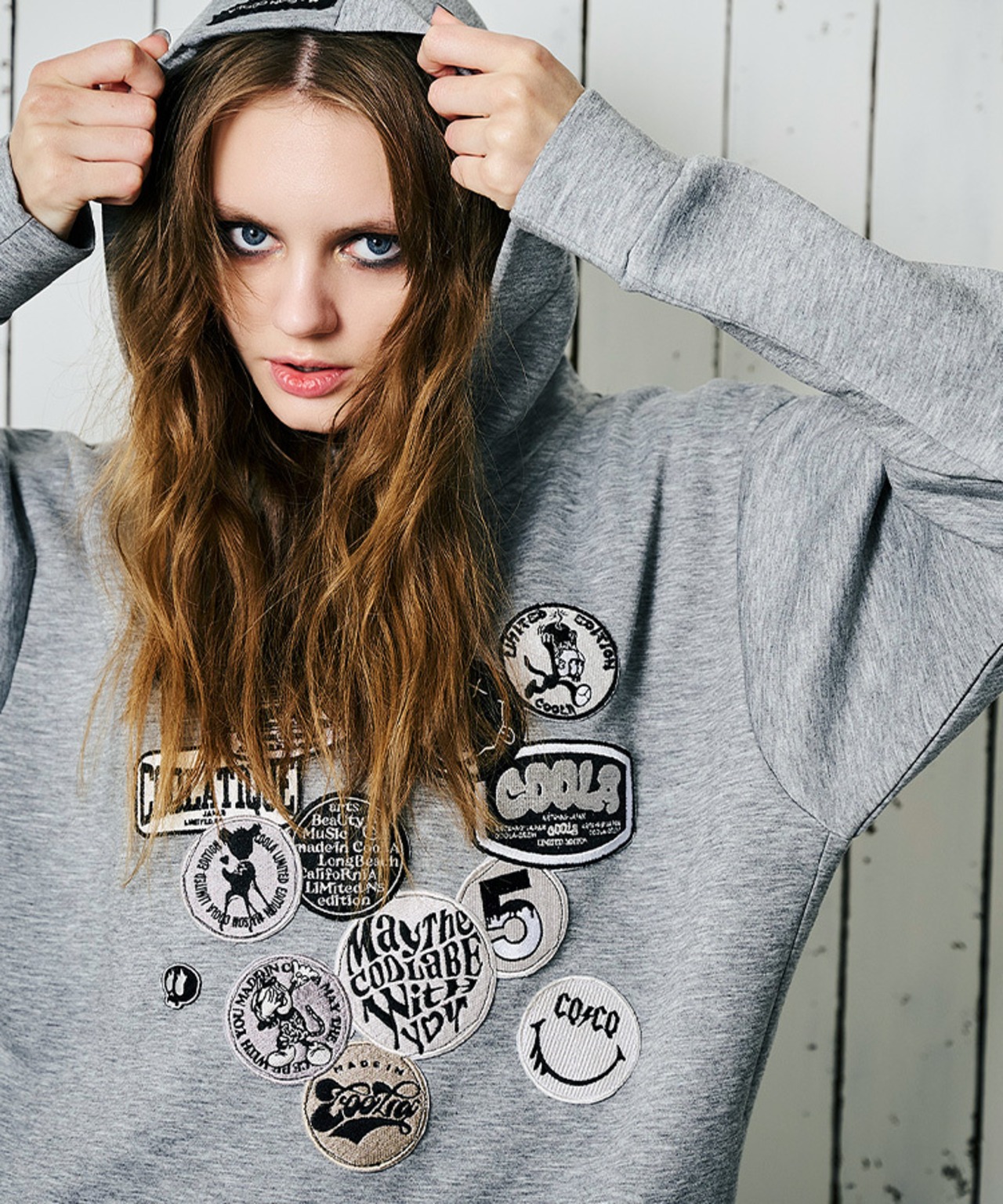 COOLAランダムパッチフーディー (GRAY)　CQ-47030