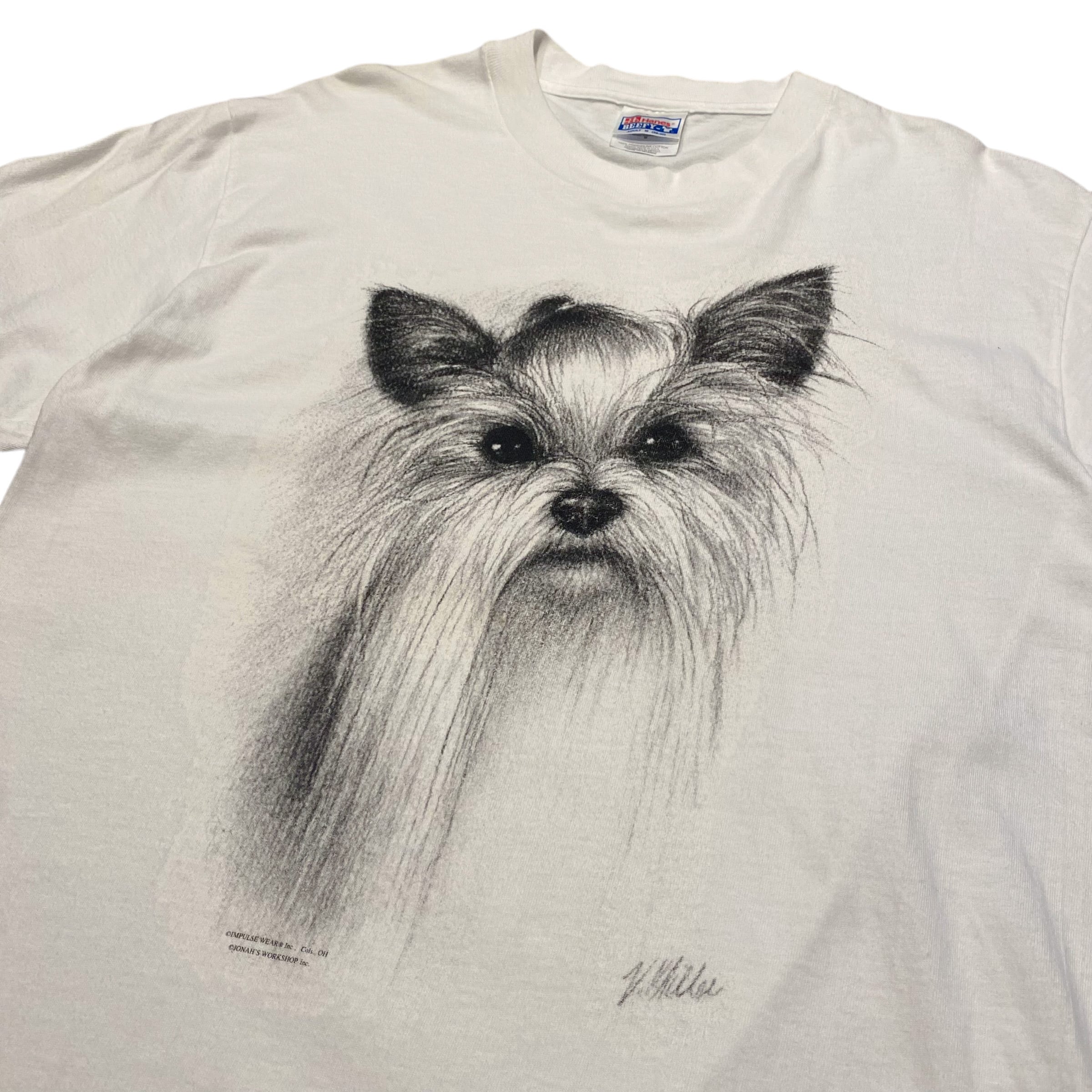 90's Hanes Animal Print T-Shirt M / ヘインズ Tシャツ 犬 アート ...