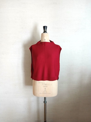 【Shiratakaknitichi】地球にやさしい♡なめらかタッチのボトルネックベスト　レッド