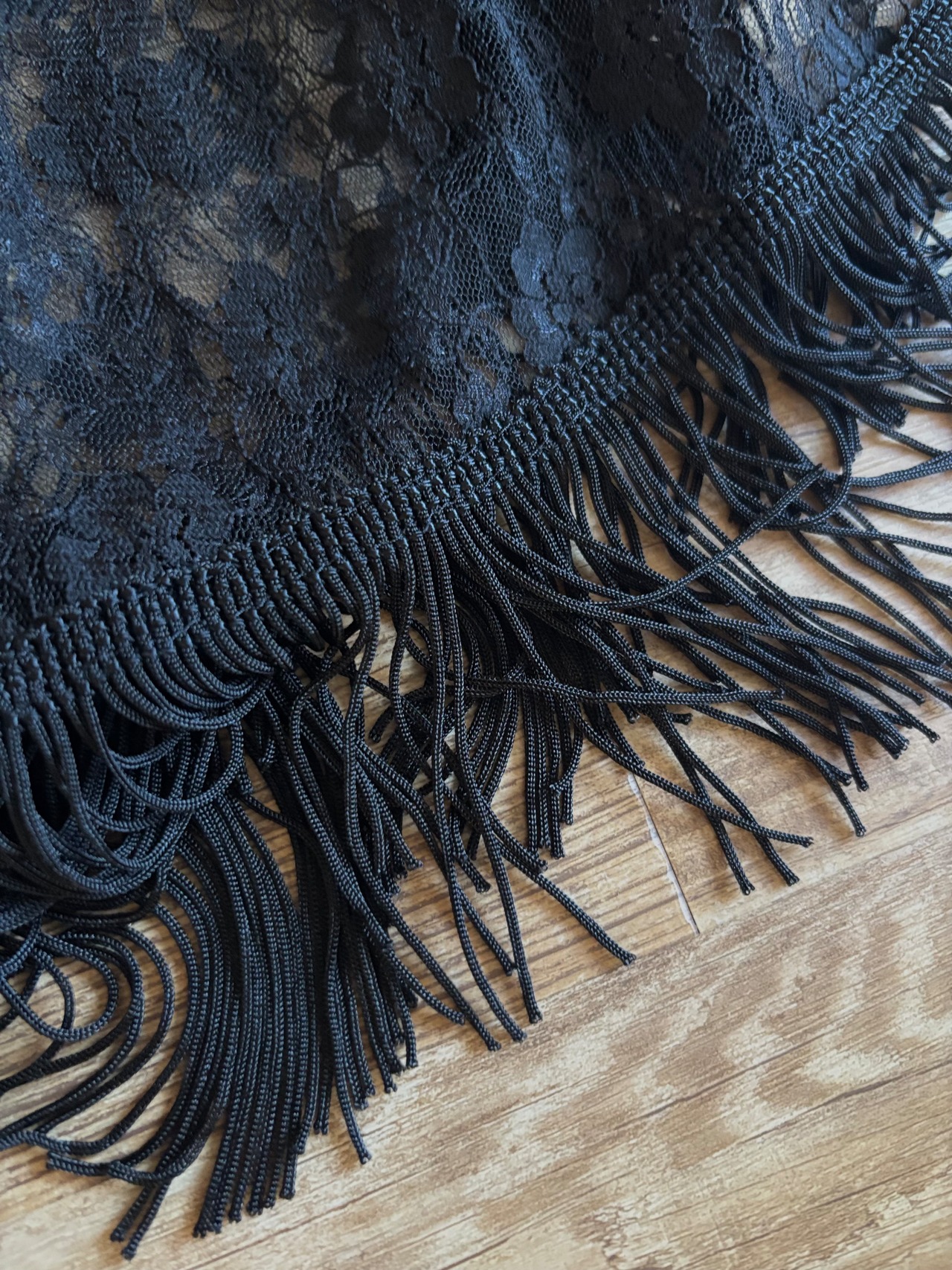 black lace fringe shawl-5157-8