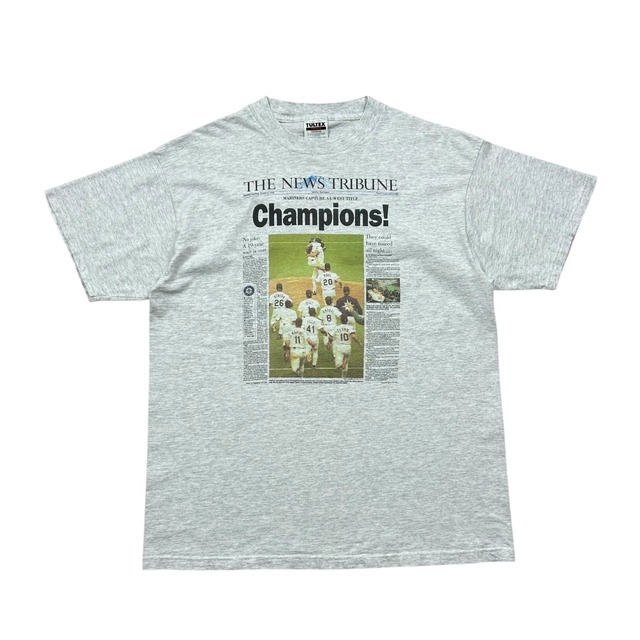 MLB SEATTLE MARINERS 1995 NEWSPAPER CHAMPIONS T-SHIRT SIZE XL (USED)