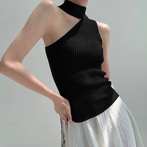 Halter neck knit vest【S00121】