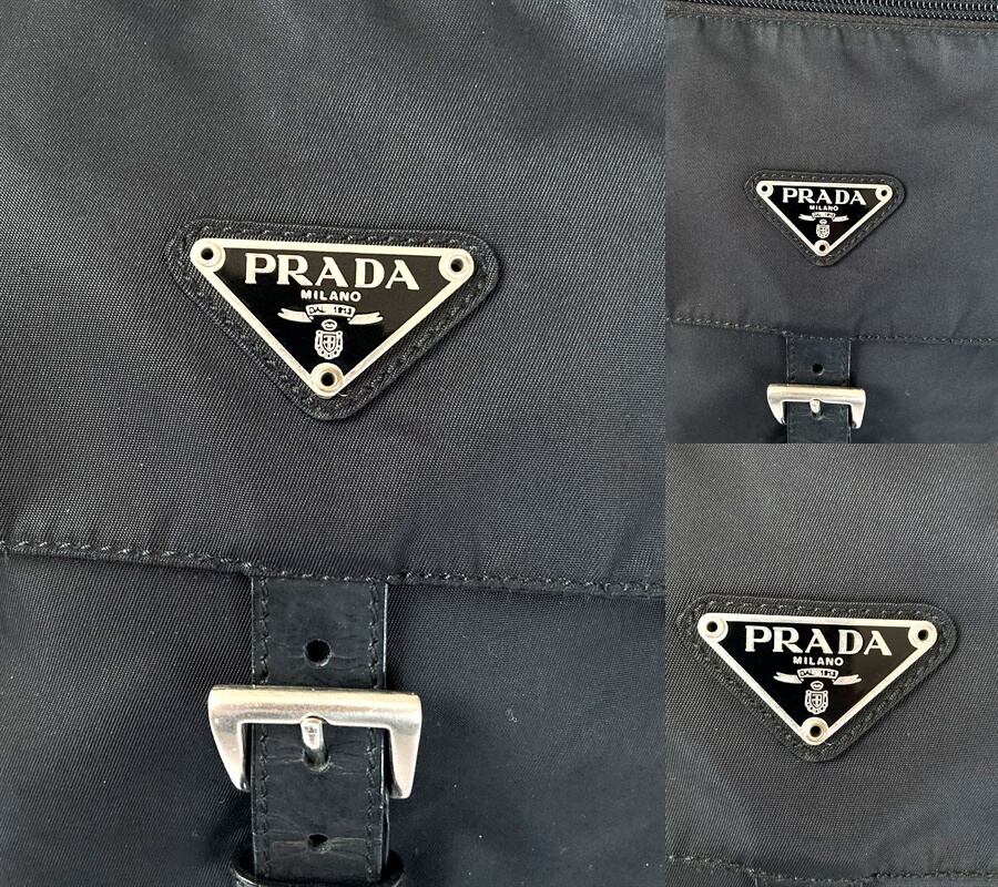 美品 国内正規 ギャラ付き 定価13万 PRADA プラダ ロゴ プレート