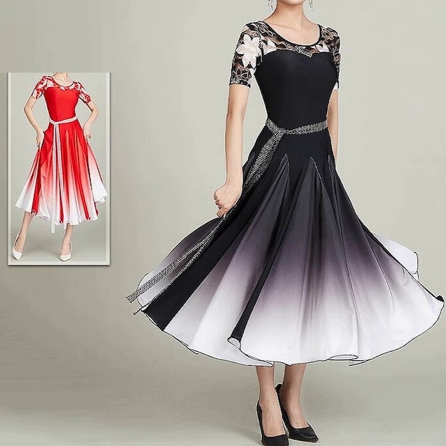 グラデーション カラーデザイン レーススリーブドレス ds00662