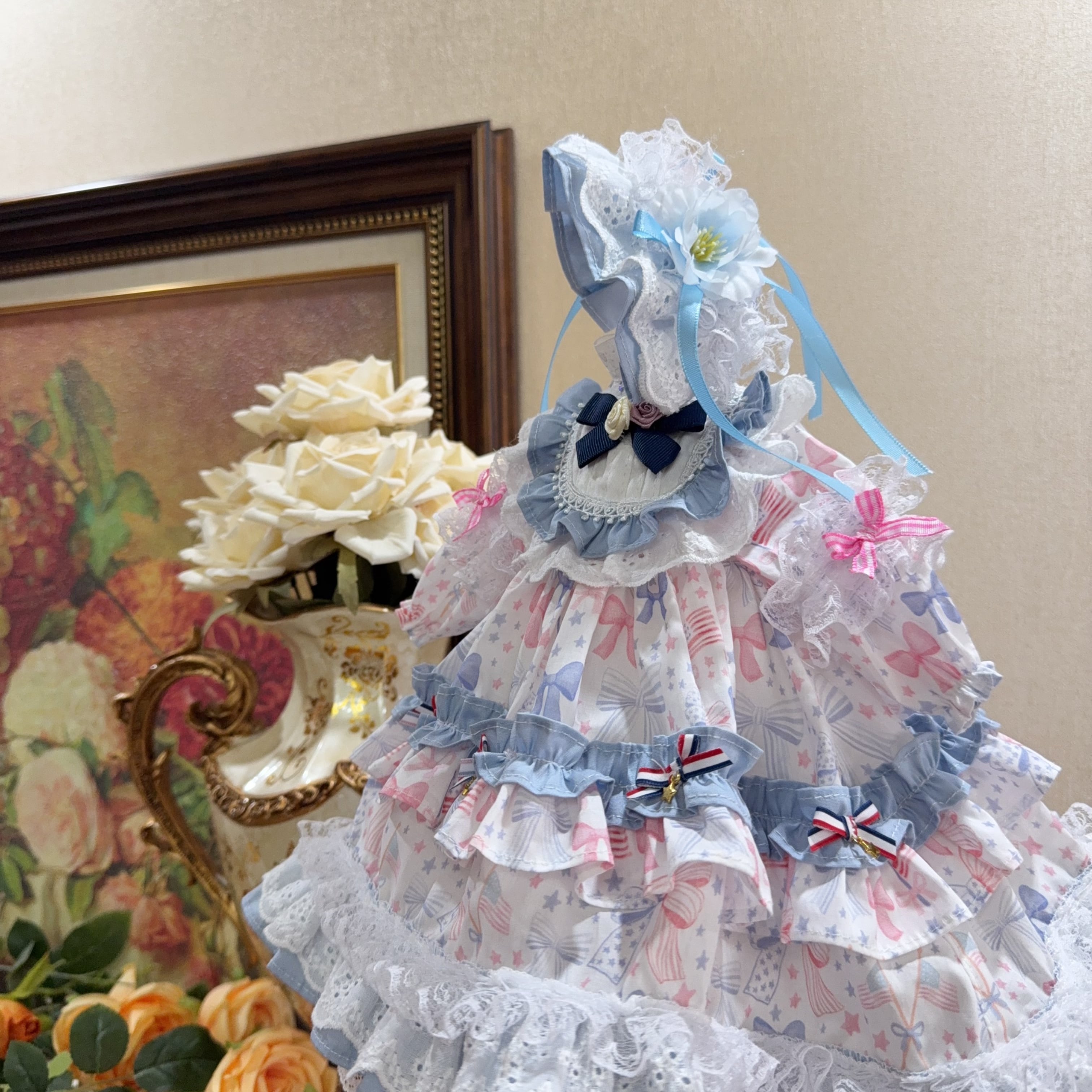 DD,SD,MDD,MSD,幼SDサイズ ブルー×ピンク ロリータドレス | ドール服の