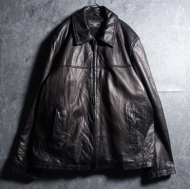 “DOCKERS” Black Fade Swing Top Leather Jacket