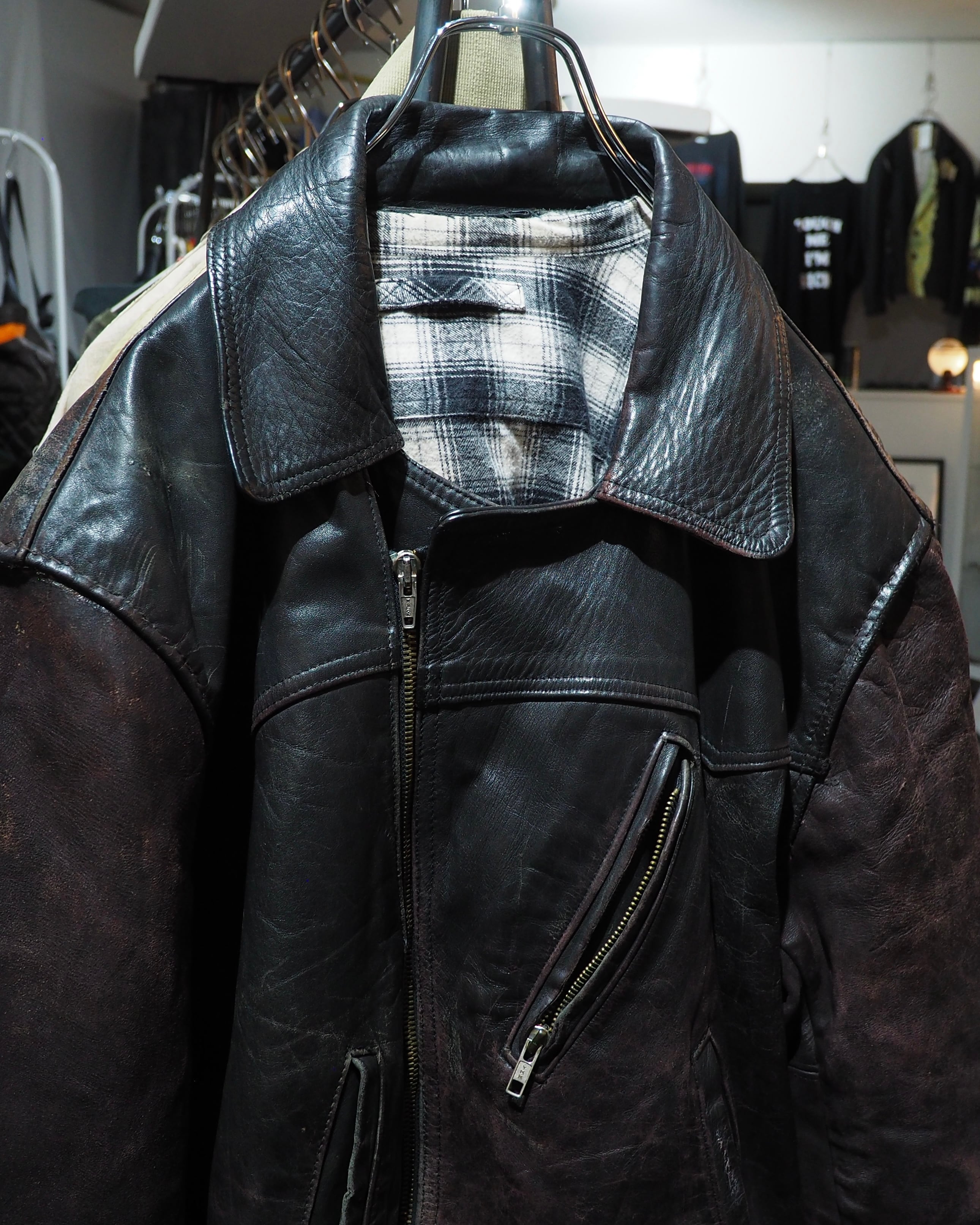 " Unknown - Handmade " Beautiful Aging Special Vintage Leather Jacket