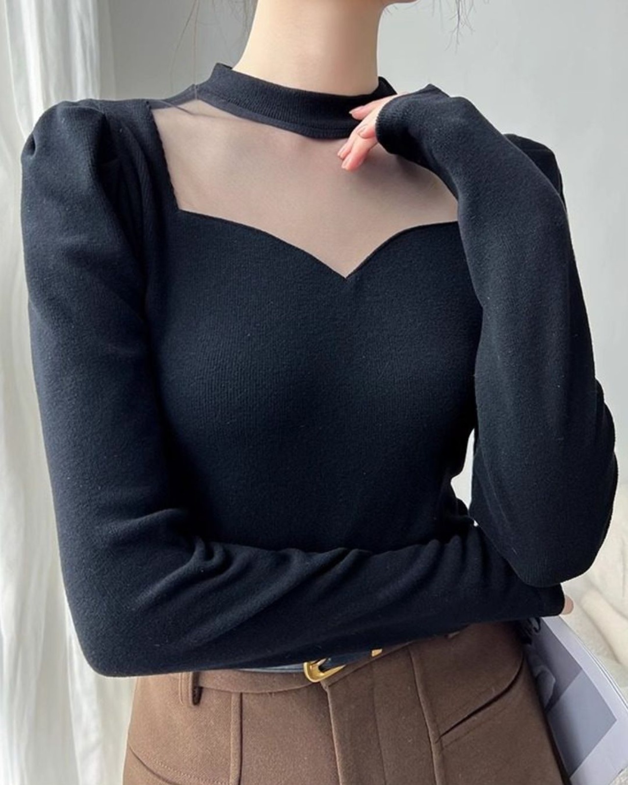 デコルテシアー ハーフハイネックカットソー 3color A0867 - 4