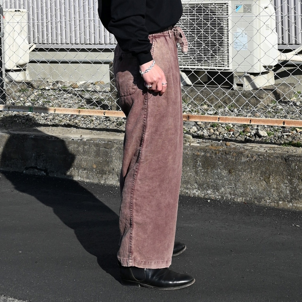 ANACHRONORM / FADED SULFUR DYED LINEN WIDE EASY PANTS