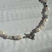 [silver] パール ×ホワイト マンテルネックレス［SSN030］