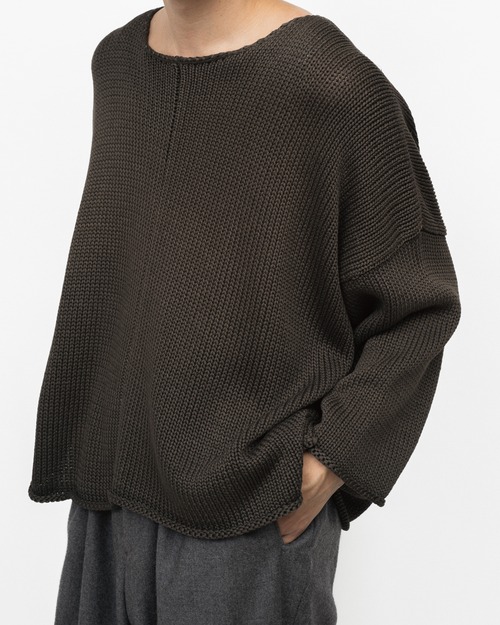 [Late90's] "eskandar" Heavy Cotton Flat Pattern Knit Sweater (Made in England)