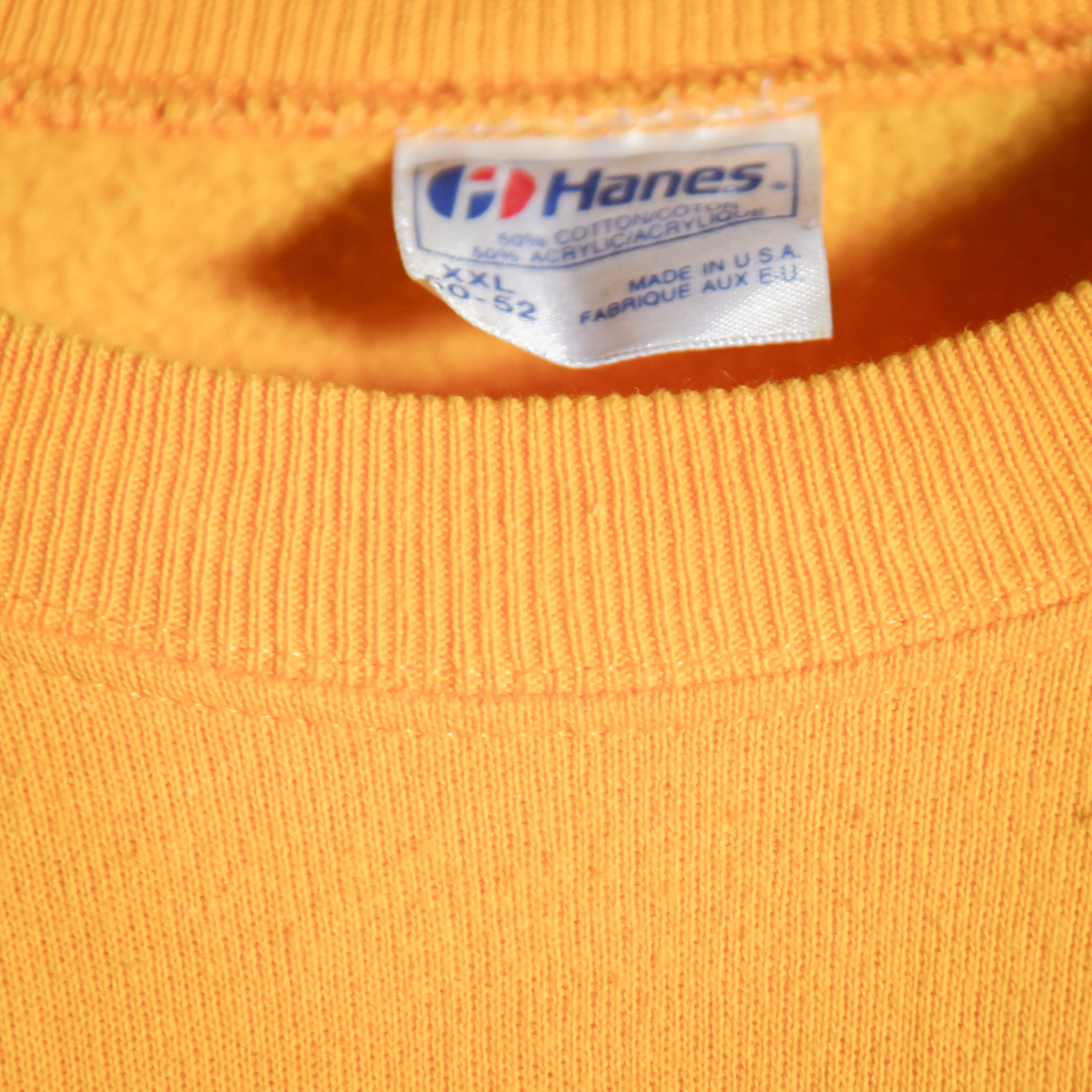 80s HANES THE FED Crew Neck Sweat Made in USA Yellow ヘインズ 企業
