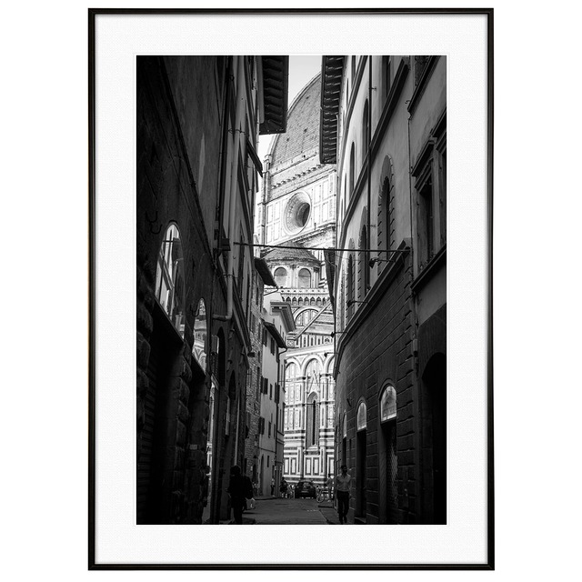 イタリア写真 フィレンツェ サンタ・マリア・デル・フィオーレ大聖堂 インテリア モノクロアートポスター額装 AS2577