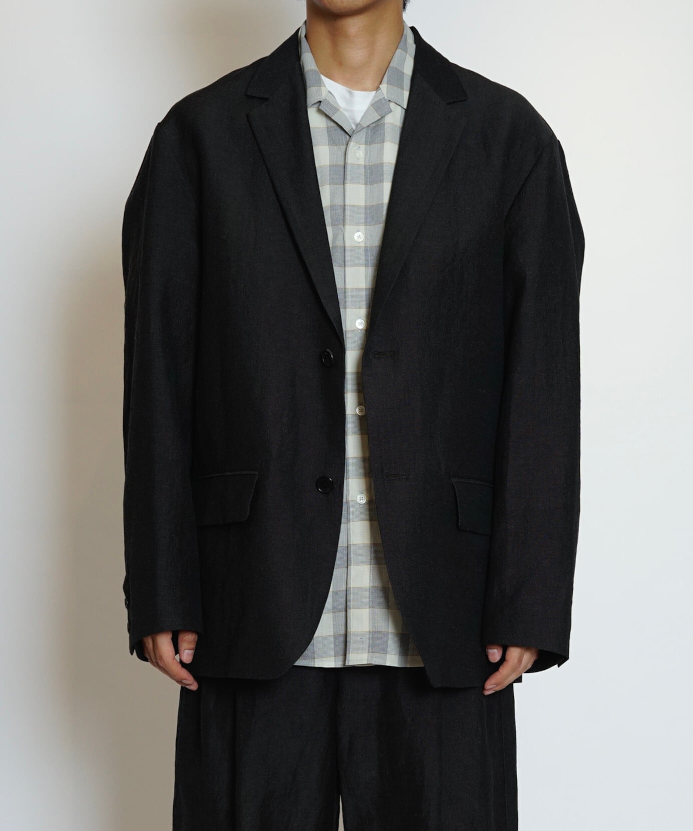 UNIVERSAL PRODUCTS. / 261-60404 WOOL LINEN 2B JACKET (CHARCOAL