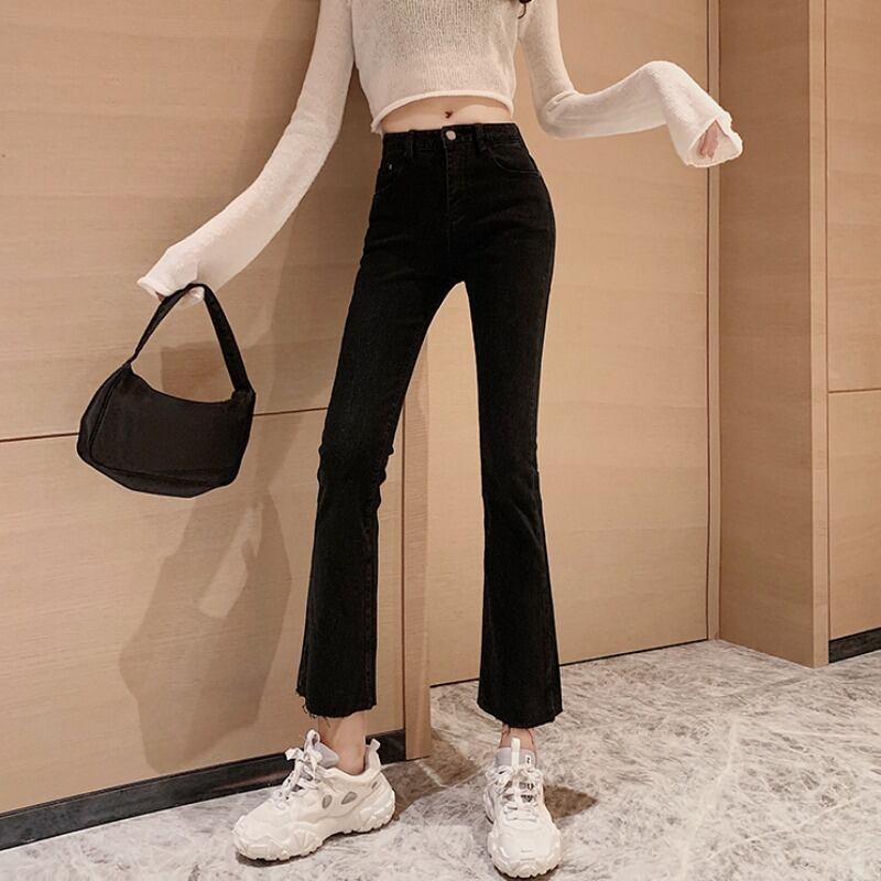 ウェストジーンズ スプリングスタイルパンツ ブラックストレッチ エラスティック 伸縮 春物 1号婦人80264631366